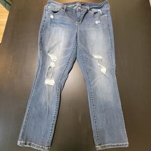 Torrid Blue Skinny Jeans with Distressed Details